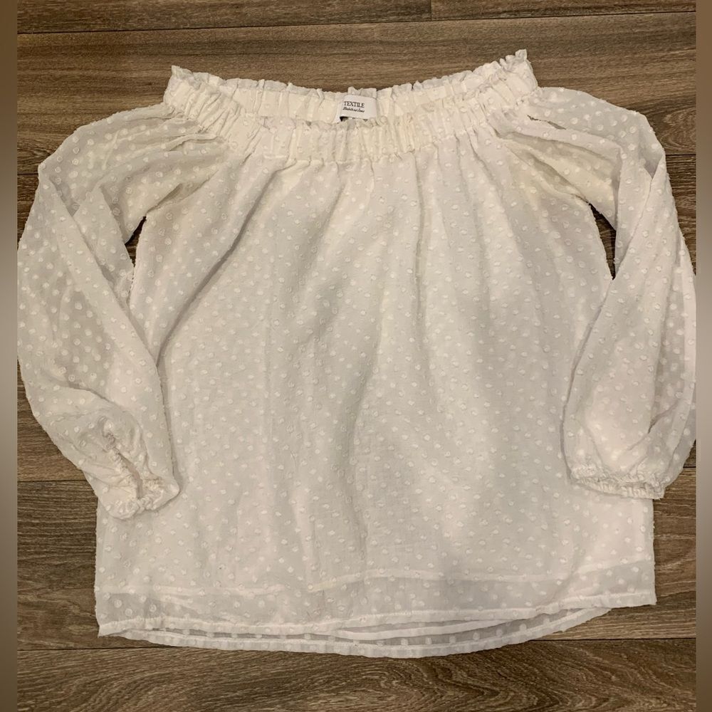 Textile Elizabeth and James White Peasant Off The Shoulder Top Size Medium Boho
